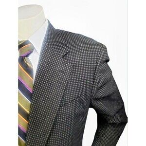 PAL ZILERI Blazer Mens 44L Textured Wool Check Sport Jacket Made In Italy